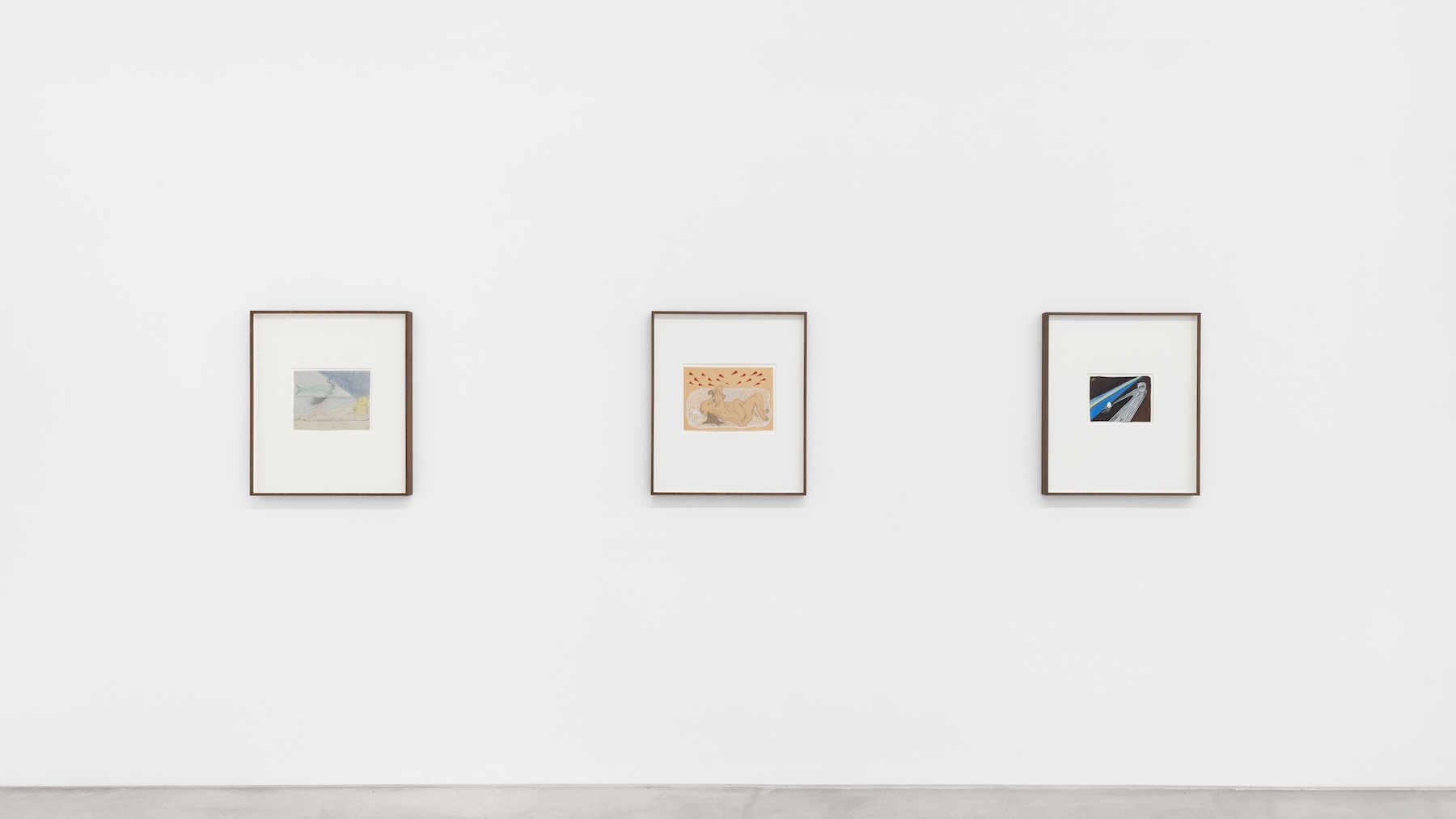 Aurélie Salavert, view of three drawings at Consonni Radziszewski Lisbon